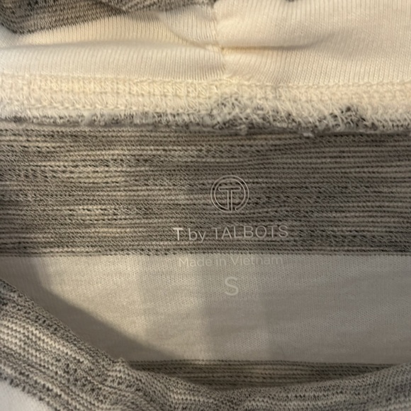 T by Talbots Women’s (S) Gray White Striped Cowl Neck Longsleeve Tee Top NWT - Picture 3 of 9